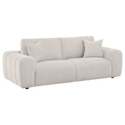 Tampa Furniture Outlet - Coaster - Burnett Chenille Upholstered Wide Arm Sofa Ivory - 504955