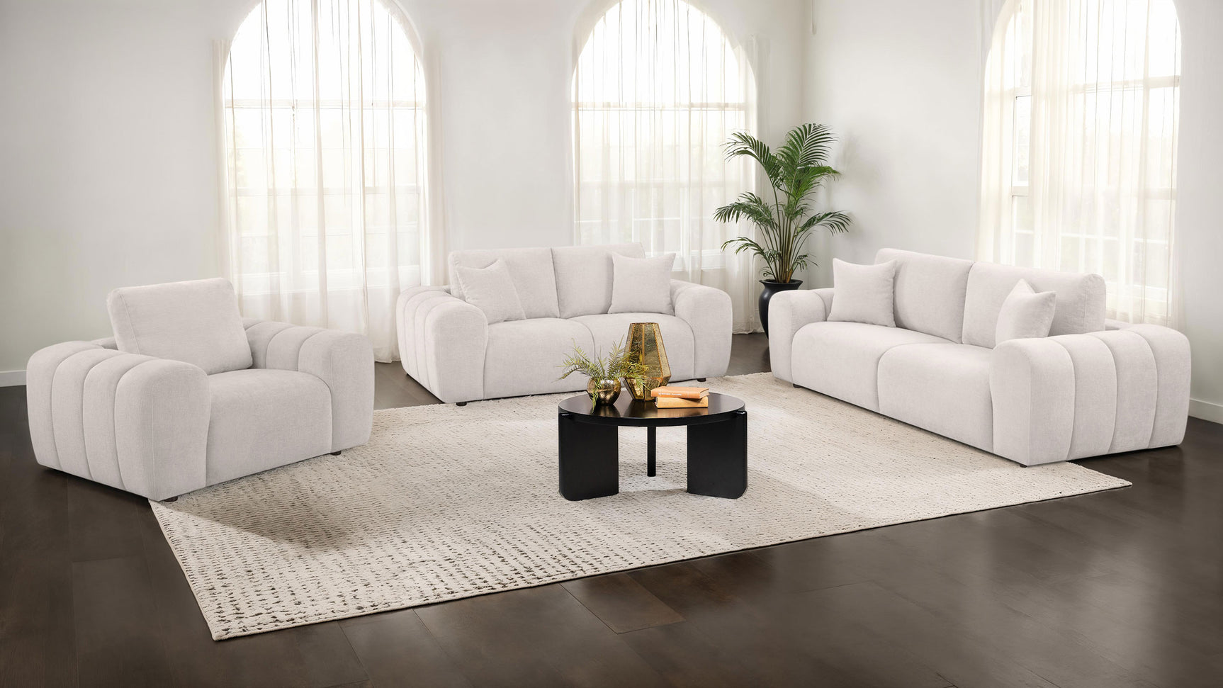 Burnett Chenille Upholstered Wide Arm Sofa Ivory