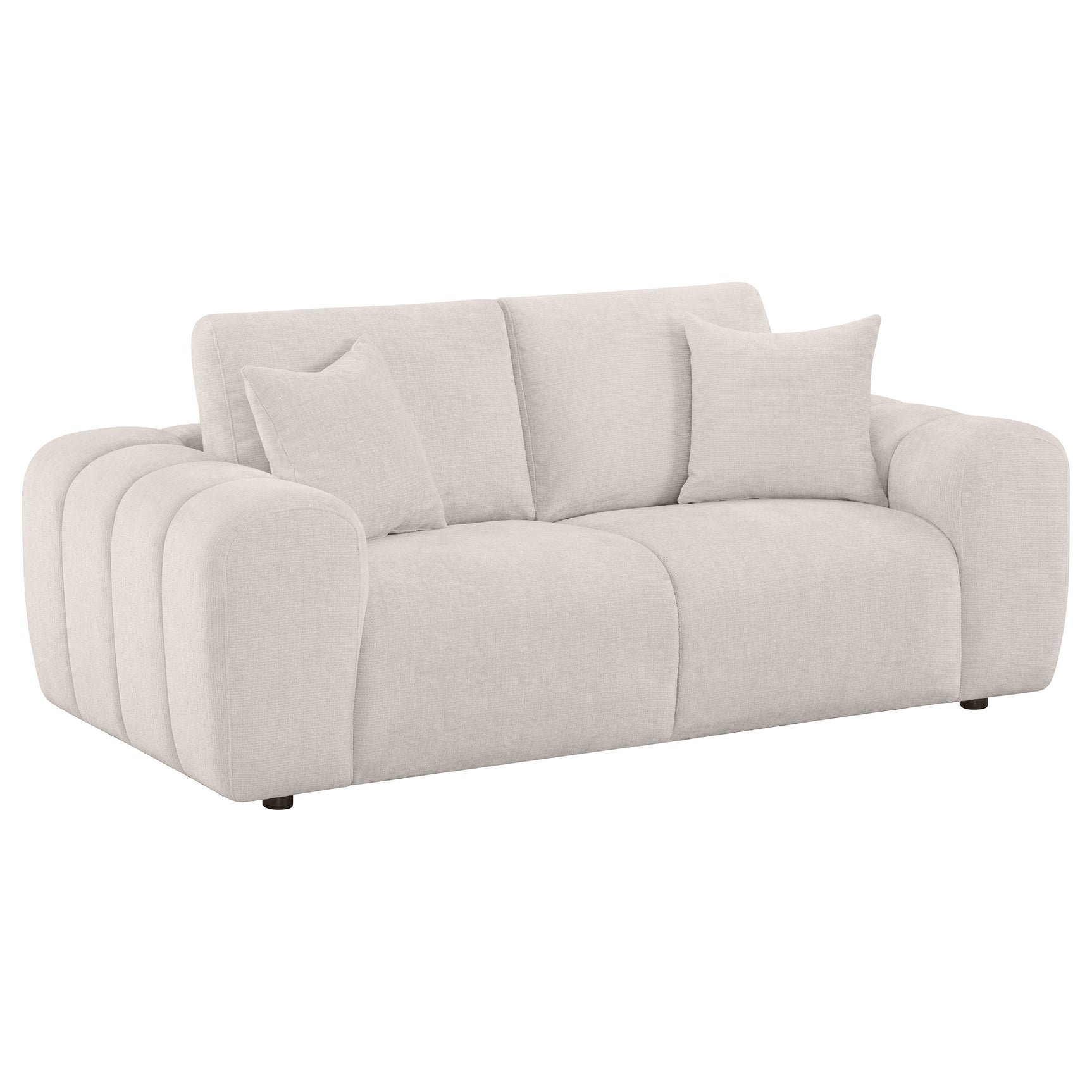Tampa Furniture Outlet - Coaster - Burnett Chenille Upholstered Wide Arm Loveseat Ivory - 504956