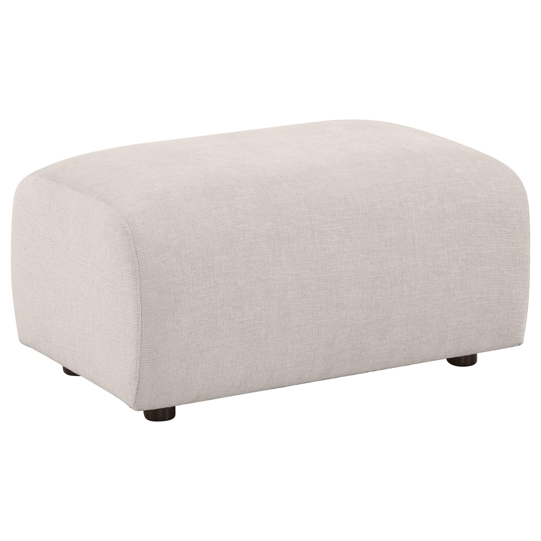 Tampa Furniture Outlet - Coaster - Burnett Chenille Upholstered Ottoman Ivory - 504958