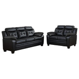 Finley 2-piece Upholstered Padded Arm Tufted Sofa Set Black - Tampa Furniture Outlet