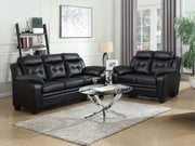 Tampa Furniture Outlet - Coaster - Finley 2-piece Upholstered Padded Arm Tufted Sofa Set Black - 506551-S2