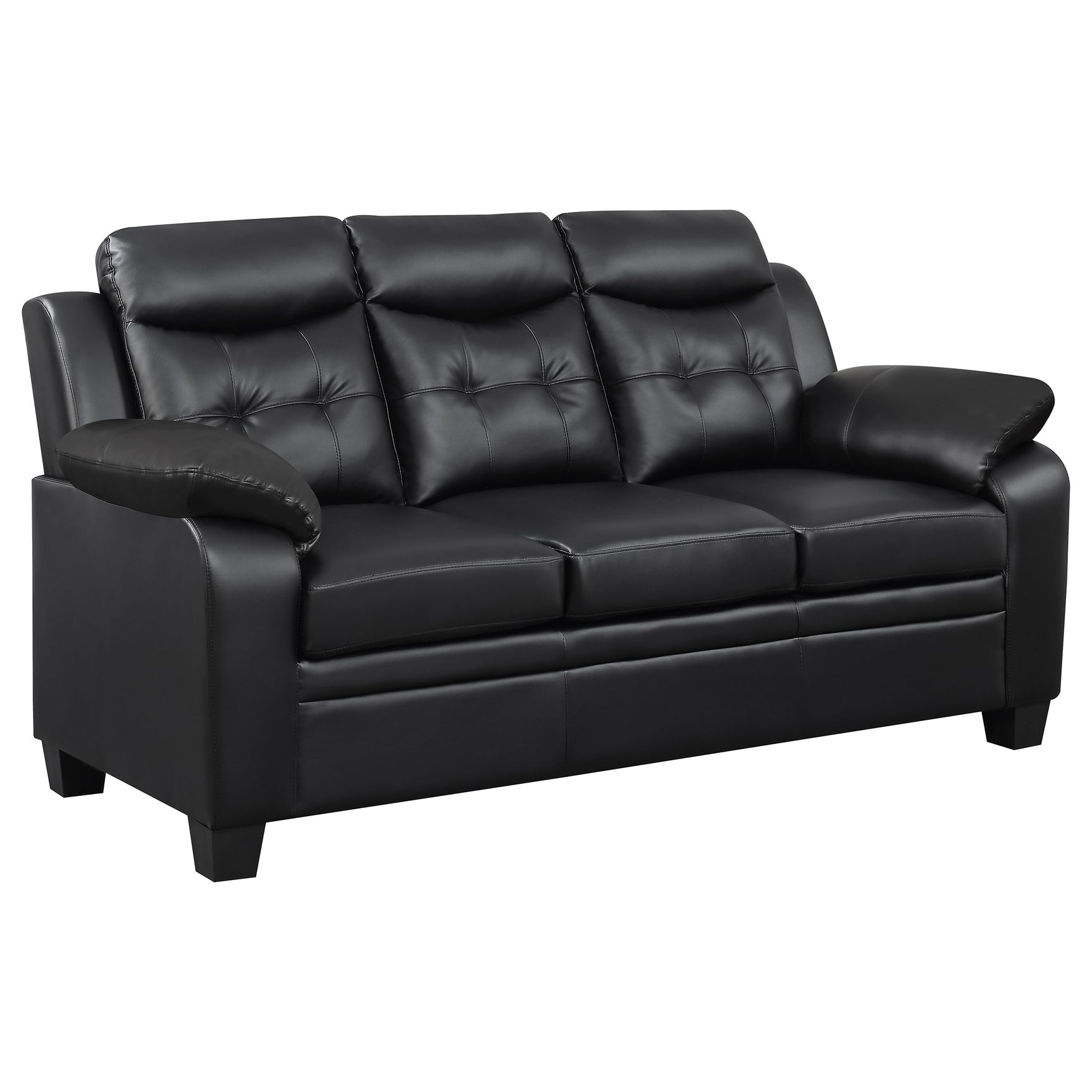 Finley 2-piece Upholstered Padded Arm Tufted Sofa Set Black - Tampa Furniture Outlet