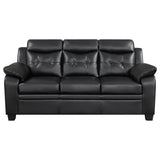Finley 2-piece Upholstered Padded Arm Tufted Sofa Set Black - Tampa Furniture Outlet