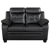 Finley 2-piece Upholstered Padded Arm Tufted Sofa Set Black - Tampa Furniture Outlet