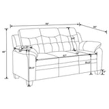 Finley 2-piece Upholstered Padded Arm Tufted Sofa Set Black - Tampa Furniture Outlet