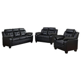 Finley 3-piece Upholstered Padded Arm Tufted Sofa Set Black - Tampa Furniture Outlet