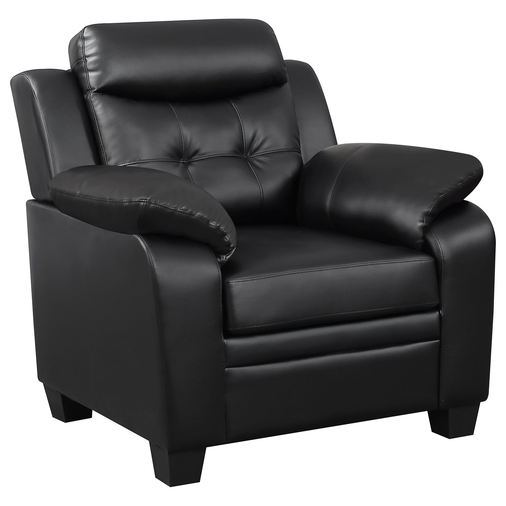 Finley 3-piece Upholstered Padded Arm Tufted Sofa Set Black - Tampa Furniture Outlet