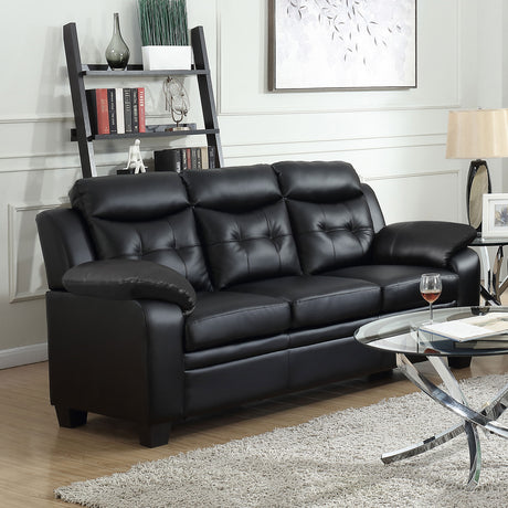 Finley Upholstered Padded Arm Tufted Sofa Black - Tampa Furniture Outlet