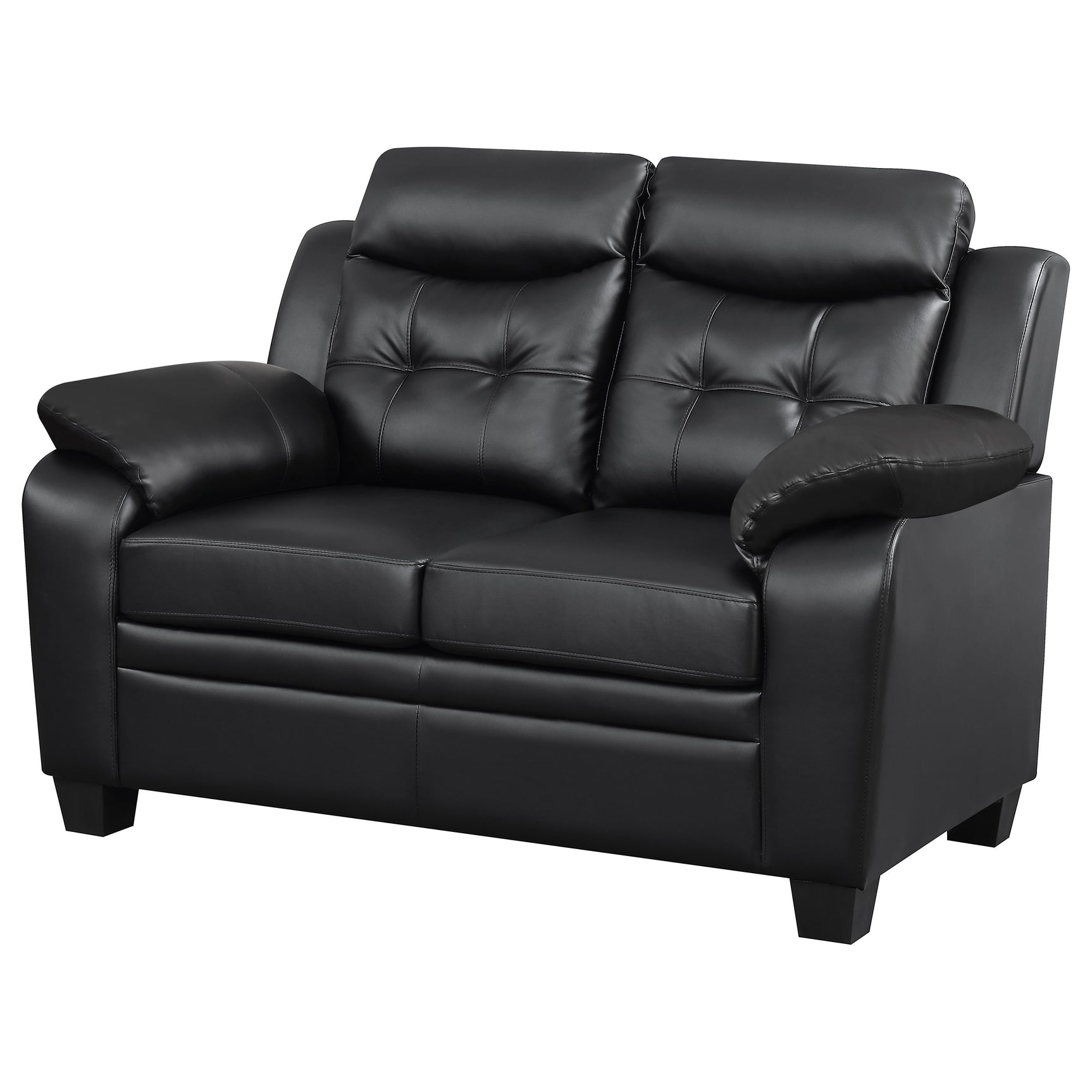Finley Upholstered Padded Arm Tufted Loveseat Black - Tampa Furniture Outlet