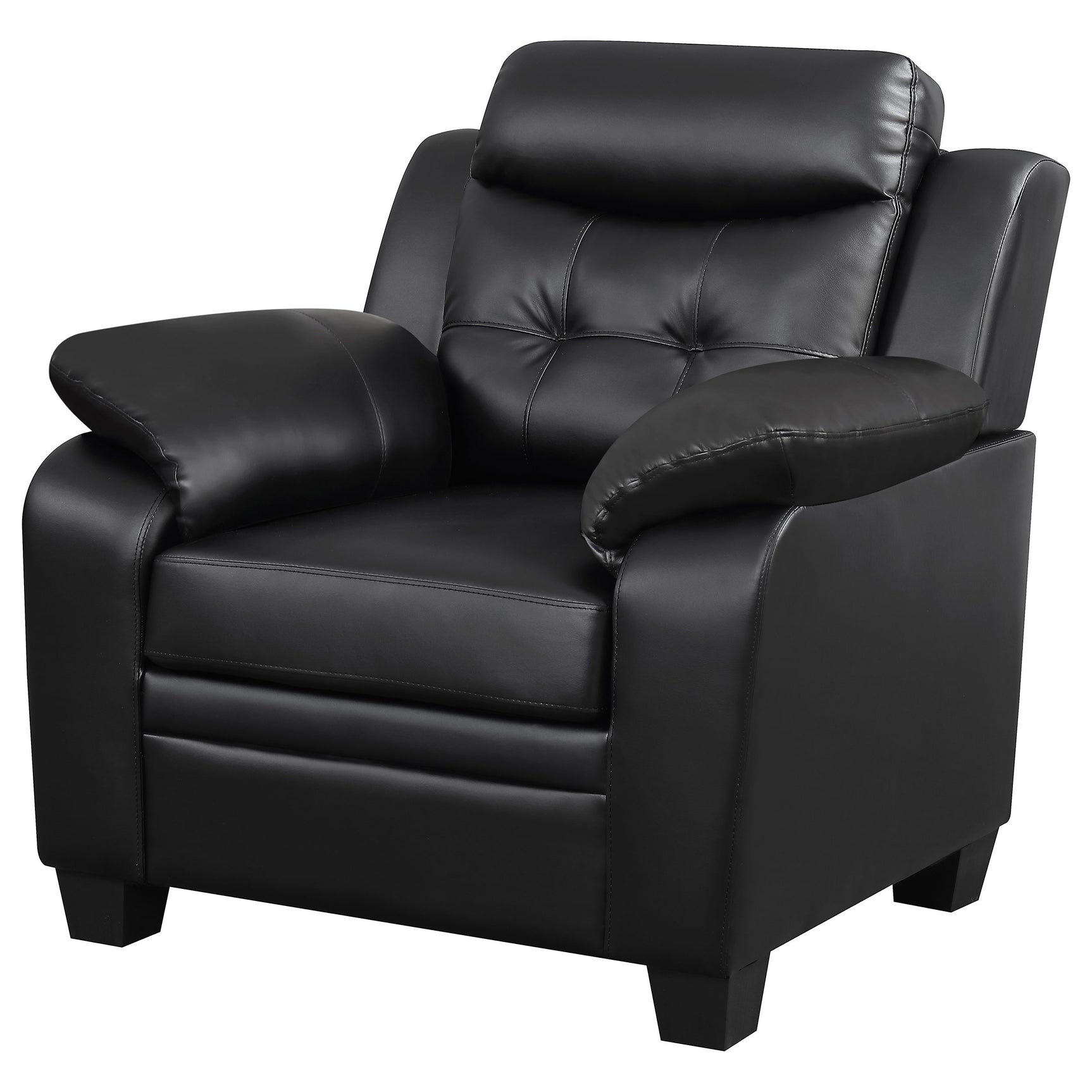 Finley Upholstered Padded Arm Tufted Accent Chair Black - Tampa Furniture Outlet