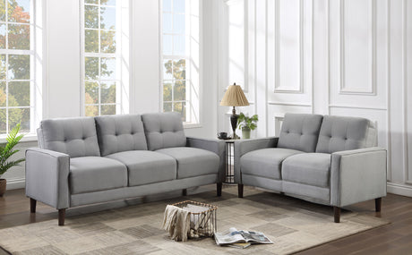 Tampa Furniture Outlet - Coaster - Bowen 2-piece Upholstered Track Arm Tufted Sofa Set Grey - 506781-S2