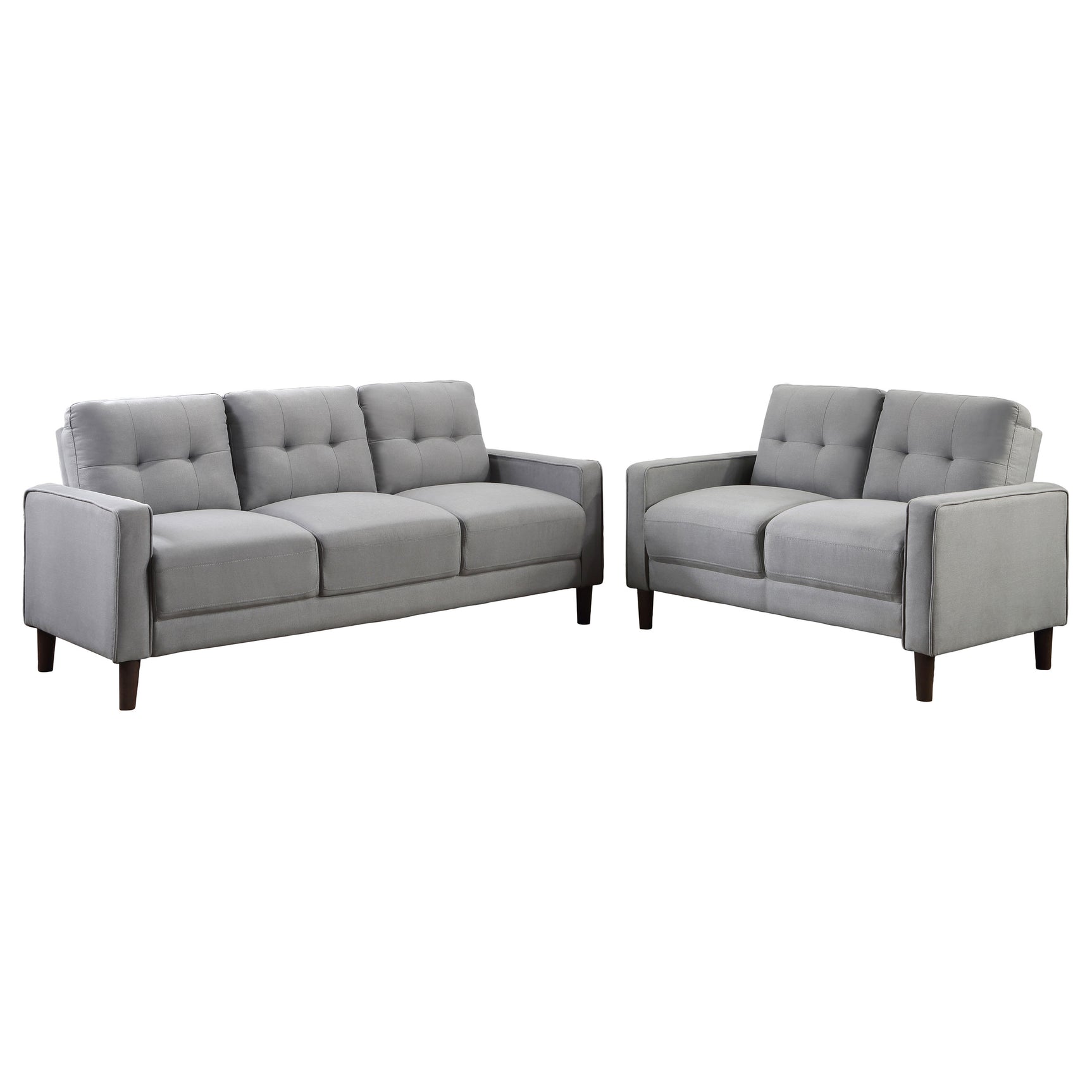 Bowen 2-piece Upholstered Track Arm Tufted Sofa Set Grey - Tampa Furniture Outlet