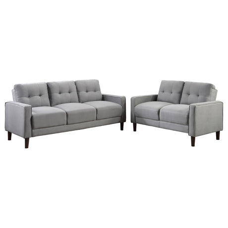 Bowen 2-piece Upholstered Track Arm Tufted Sofa Set Grey - Tampa Furniture Outlet