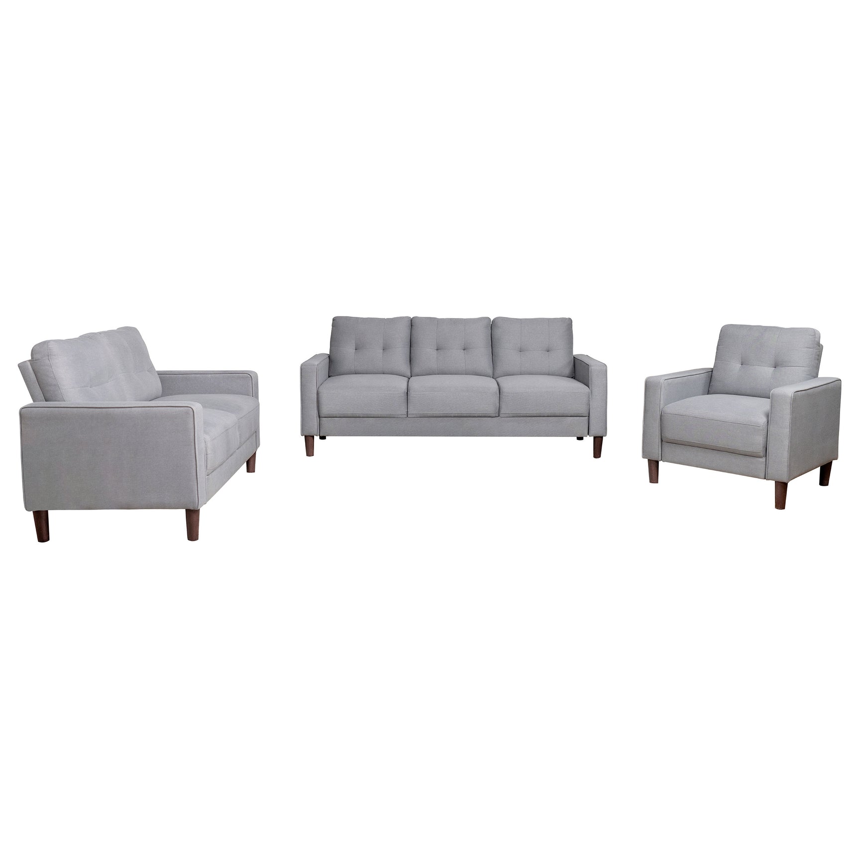 Bowen 3-piece Upholstered Track Arm Tufted Sofa Set Grey - Tampa Furniture Outlet