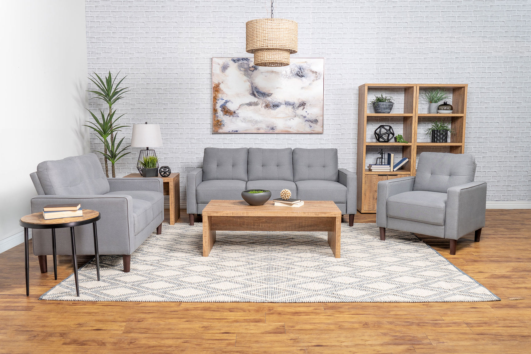 Bowen Upholstered Track Arm Tufted Accent Chair Grey - Tampa Furniture Outlet