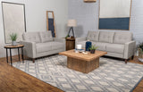 Tampa Furniture Outlet - Coaster - Bowen 2-piece Upholstered Track Arm Tufted Sofa Set Beige - 506785-S2
