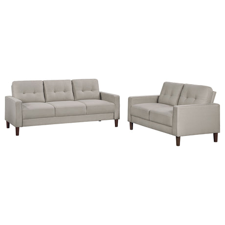 Bowen 2-piece Upholstered Track Arm Tufted Sofa Set Beige - Tampa Furniture Outlet