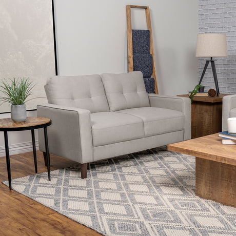 Bowen Upholstered Track Arm Tufted Loveseat Beige - Tampa Furniture Outlet