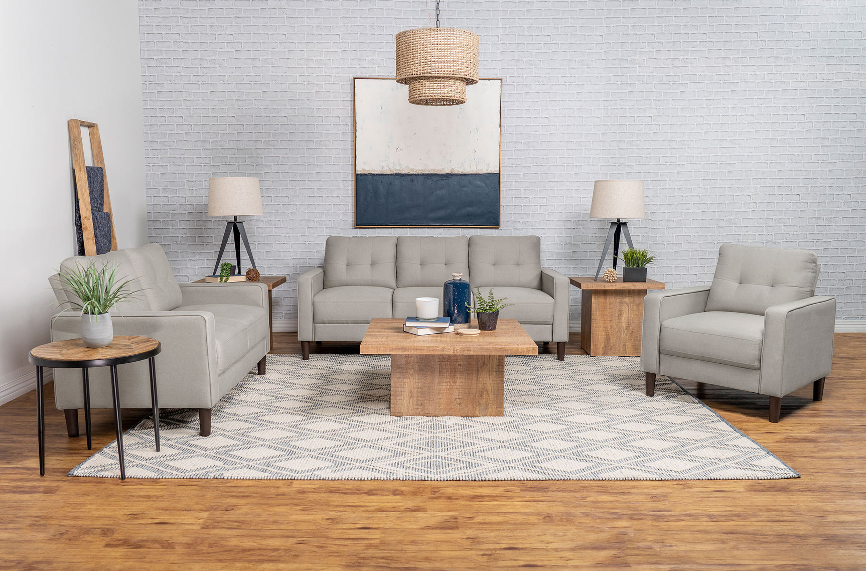Bowen Upholstered Track Arm Tufted Accent Chair Beige - Tampa Furniture Outlet