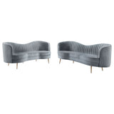 Sophia 2-piece Upholstered Channel Tufted Sofa Set Grey - Tampa Furniture Outlet
