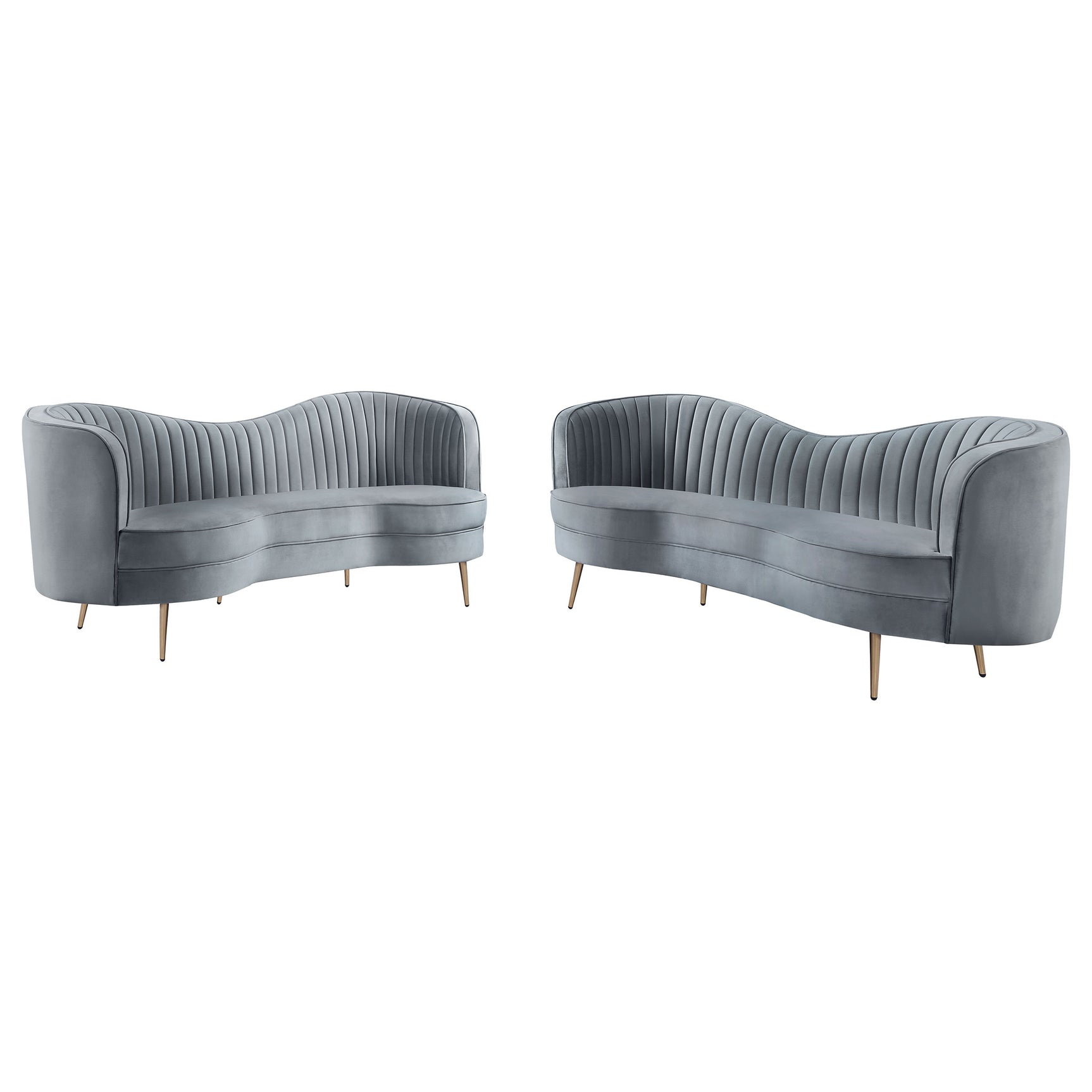 Sophia 2-piece Upholstered Channel Tufted Sofa Set Grey - Tampa Furniture Outlet