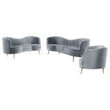 Sophia 3-piece Upholstered Channel Tufted Sofa Set Grey - Tampa Furniture Outlet
