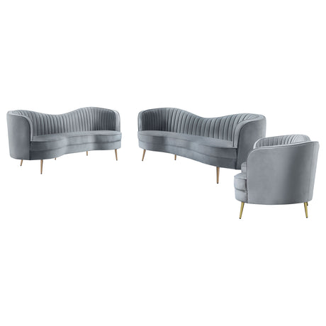Sophia 3-piece Upholstered Channel Tufted Sofa Set Grey - Tampa Furniture Outlet