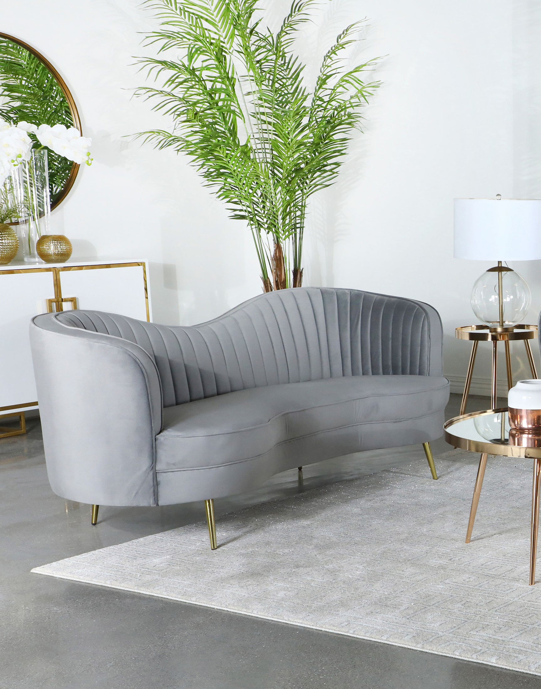 Sophia Upholstered Channel Tufted Sofa Grey - Tampa Furniture Outlet