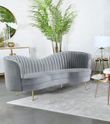 Sophia Upholstered Channel Tufted Loveseat Grey - Tampa Furniture Outlet