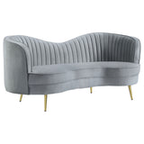 Tampa Furniture Outlet - Coaster - Sophia Upholstered Channel Tufted Loveseat Grey - 506865