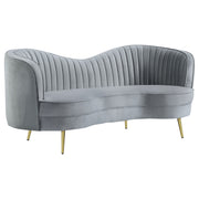 Tampa Furniture Outlet - Coaster - Sophia Upholstered Channel Tufted Loveseat Grey - 506865