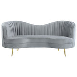 Sophia Upholstered Channel Tufted Loveseat Grey - Tampa Furniture Outlet