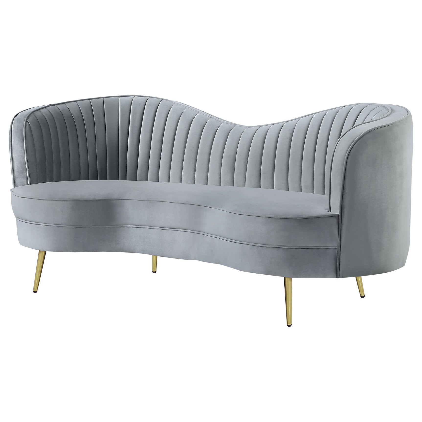 Sophia Upholstered Channel Tufted Loveseat Grey - Tampa Furniture Outlet