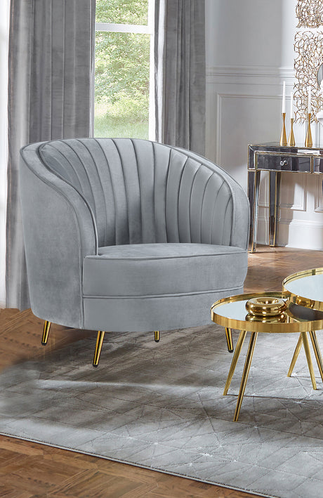 Sophia Upholstered Channel Tufted Barrel Accent Chair Grey - Tampa Furniture Outlet