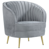 Tampa Furniture Outlet - Coaster - Sophia Upholstered Channel Tufted Barrel Accent Chair Grey - 506866