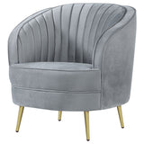 Sophia Upholstered Channel Tufted Barrel Accent Chair Grey - Tampa Furniture Outlet