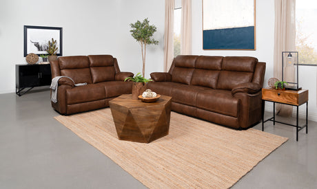 Tampa Furniture Outlet - Coaster - Ellington 2-piece Upholstered Padded Arm Sofa Set Dark Brown - 508281-S2