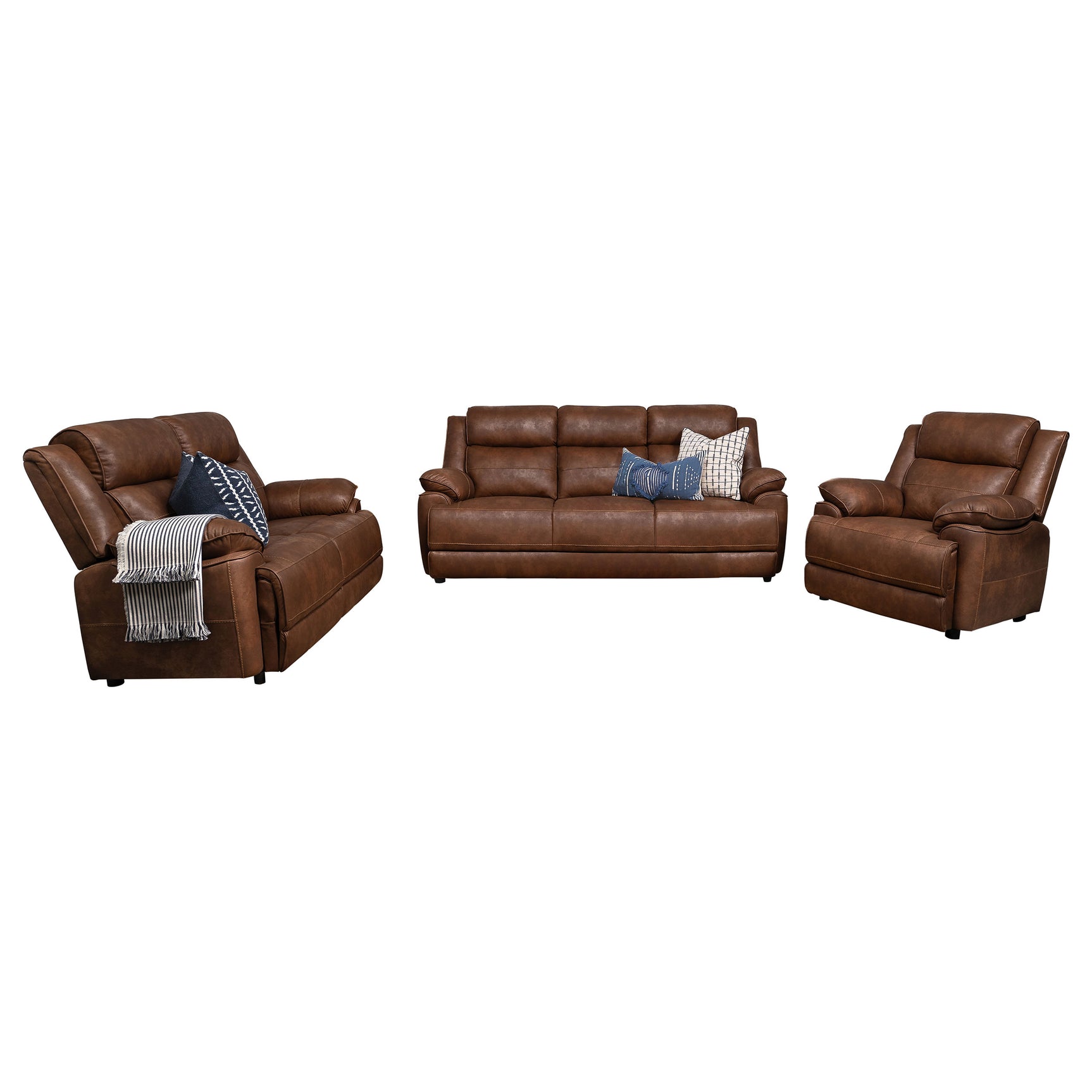 Ellington 3-piece Upholstered Padded Arm Sofa Set Dark Brown - Tampa Furniture Outlet
