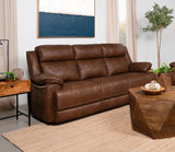 Ellington Upholstered Padded Arm Sofa Dark Brown - Tampa Furniture Outlet
