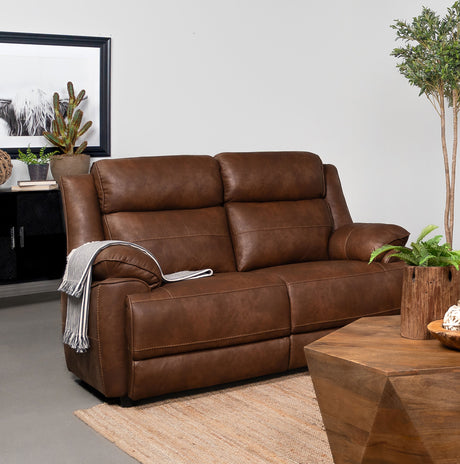 Ellington Upholstered Padded Arm Loveseat Dark Brown - Tampa Furniture Outlet