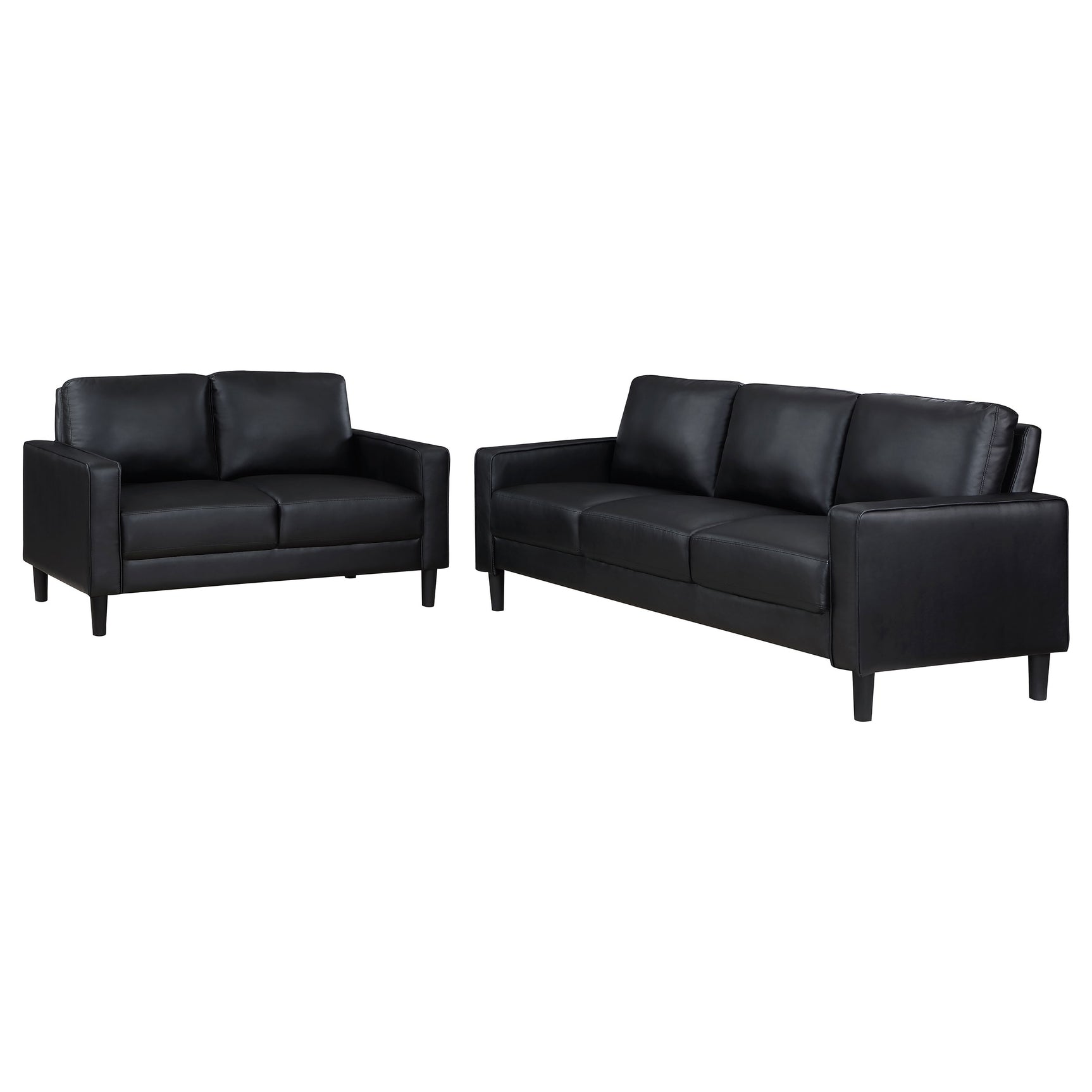 Ruth 2-piece Upholstered Track Arm Sofa Set Black - Tampa Furniture Outlet