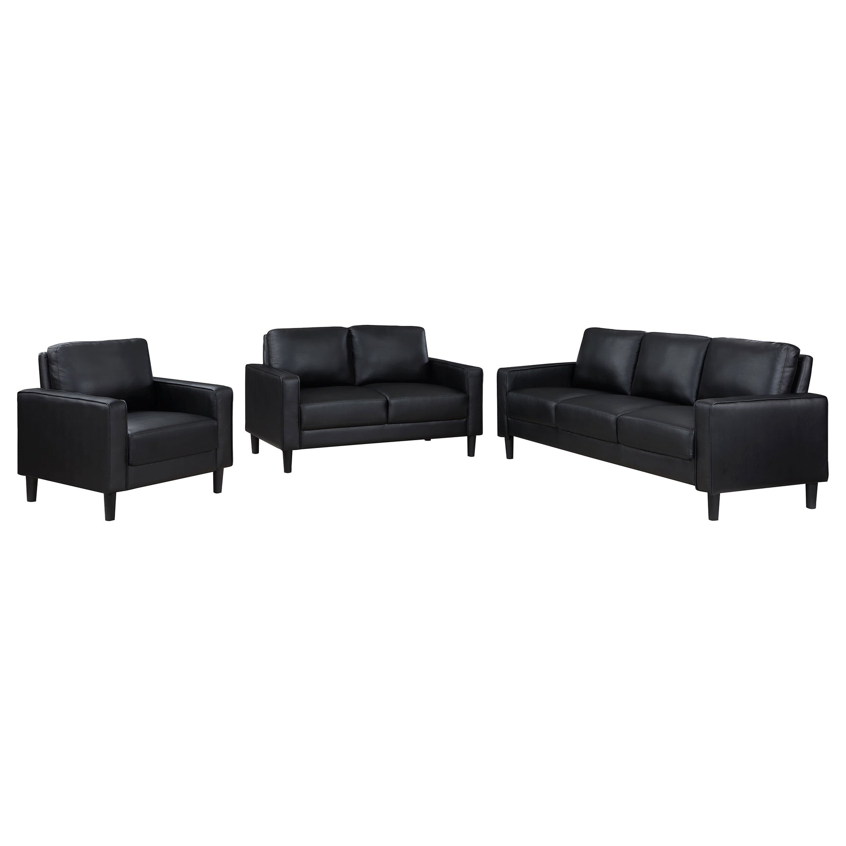 Ruth 3-piece Upholstered Track Arm Sofa Set Black - Tampa Furniture Outlet
