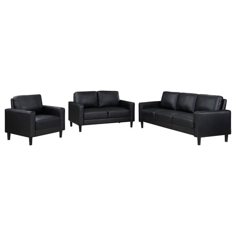 Ruth 3-piece Upholstered Track Arm Sofa Set Black - Tampa Furniture Outlet