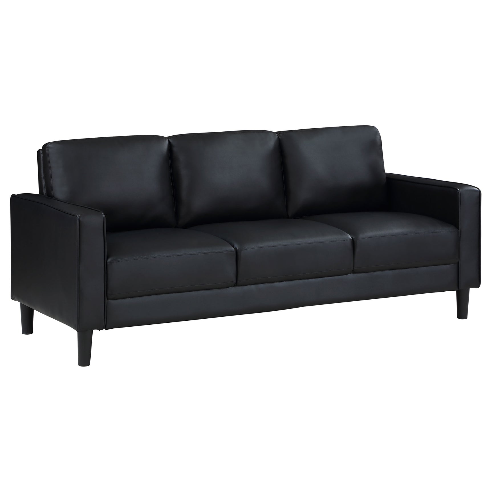 Ruth 3-piece Upholstered Track Arm Sofa Set Black - Tampa Furniture Outlet