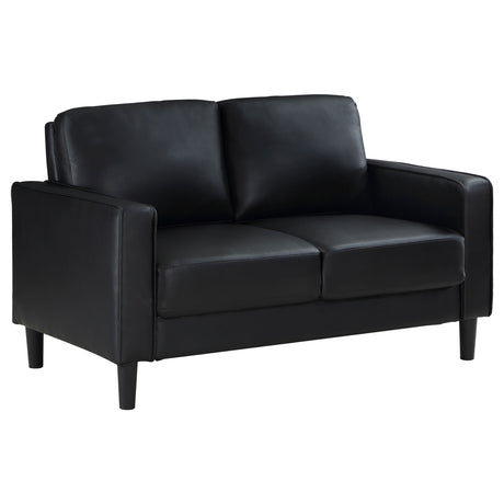 Tampa Furniture Outlet - Coaster - Ruth Upholstered Track Arm Loveseat Black - 508362