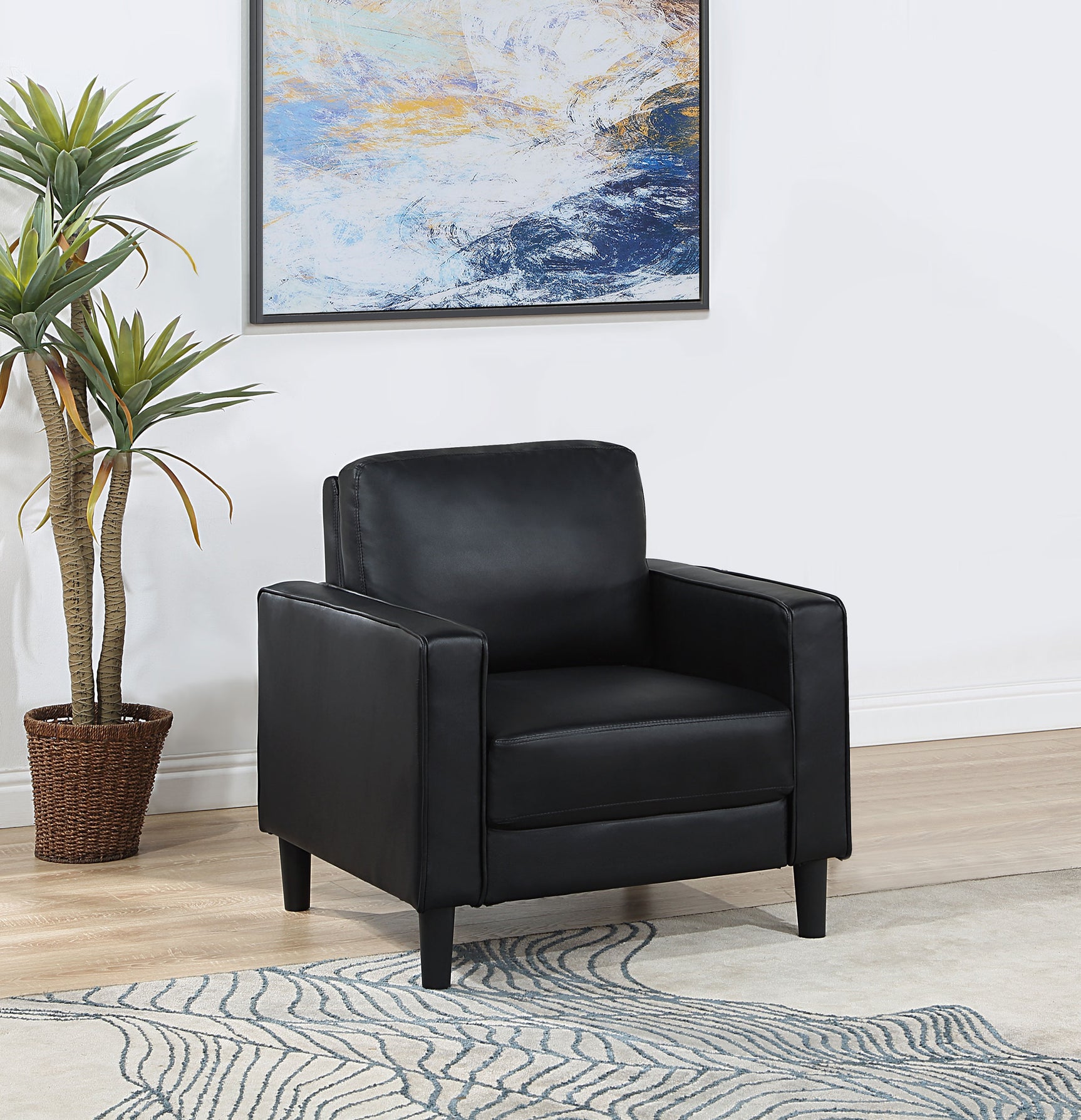 Ruth Upholstered Track Arm Accent Chair Black - Tampa Furniture Outlet