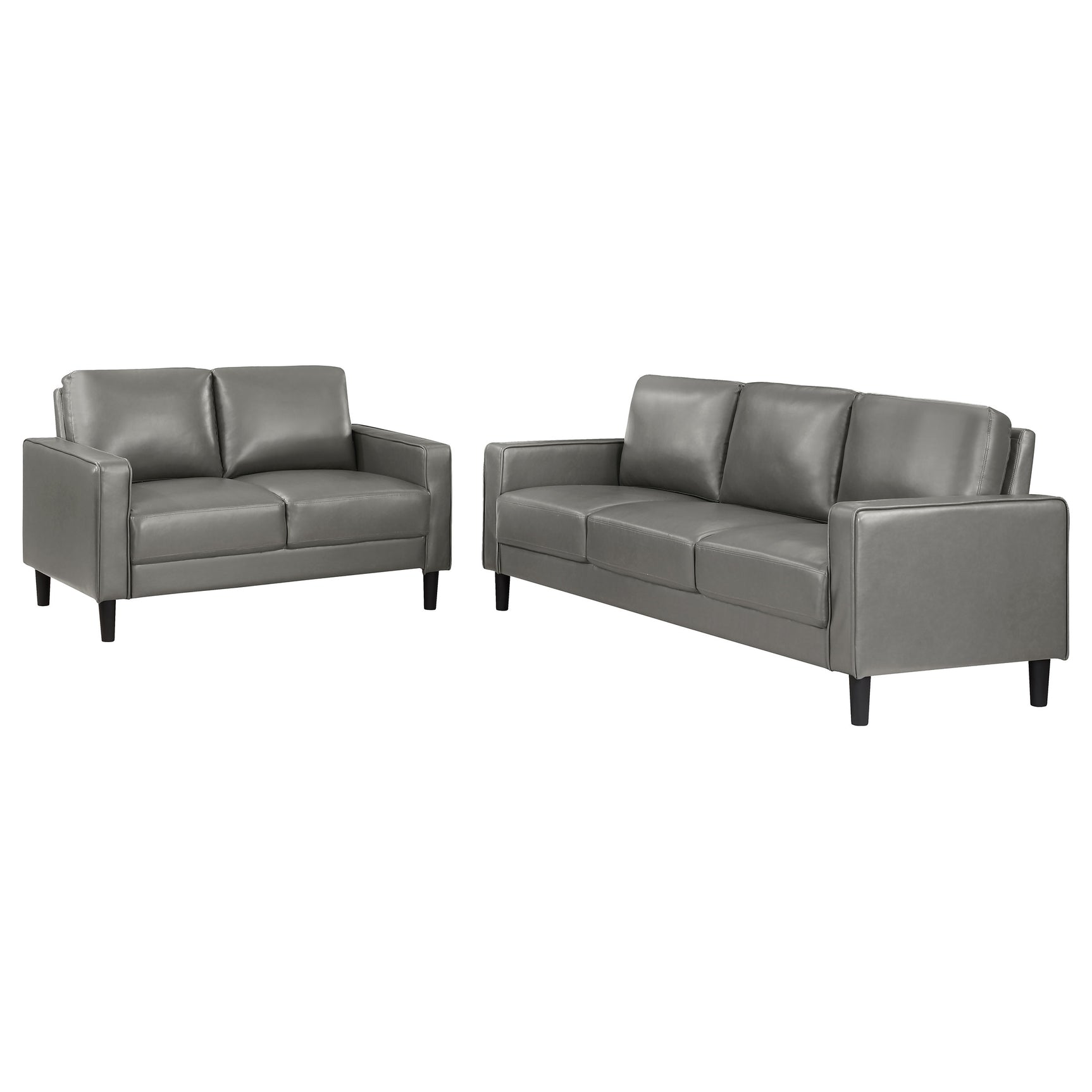 Ruth 2-piece Upholstered Track Arm Sofa Set Grey - Tampa Furniture Outlet