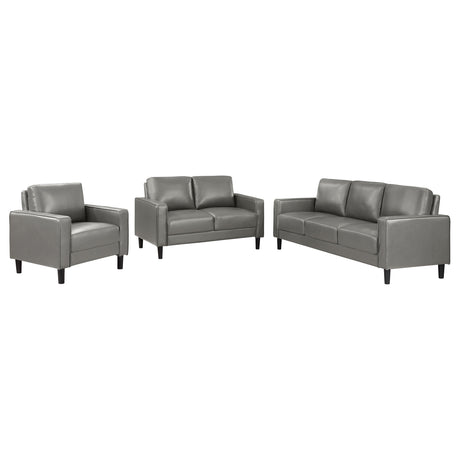 Ruth 3-piece Upholstered Track Arm Sofa Set Grey - Tampa Furniture Outlet