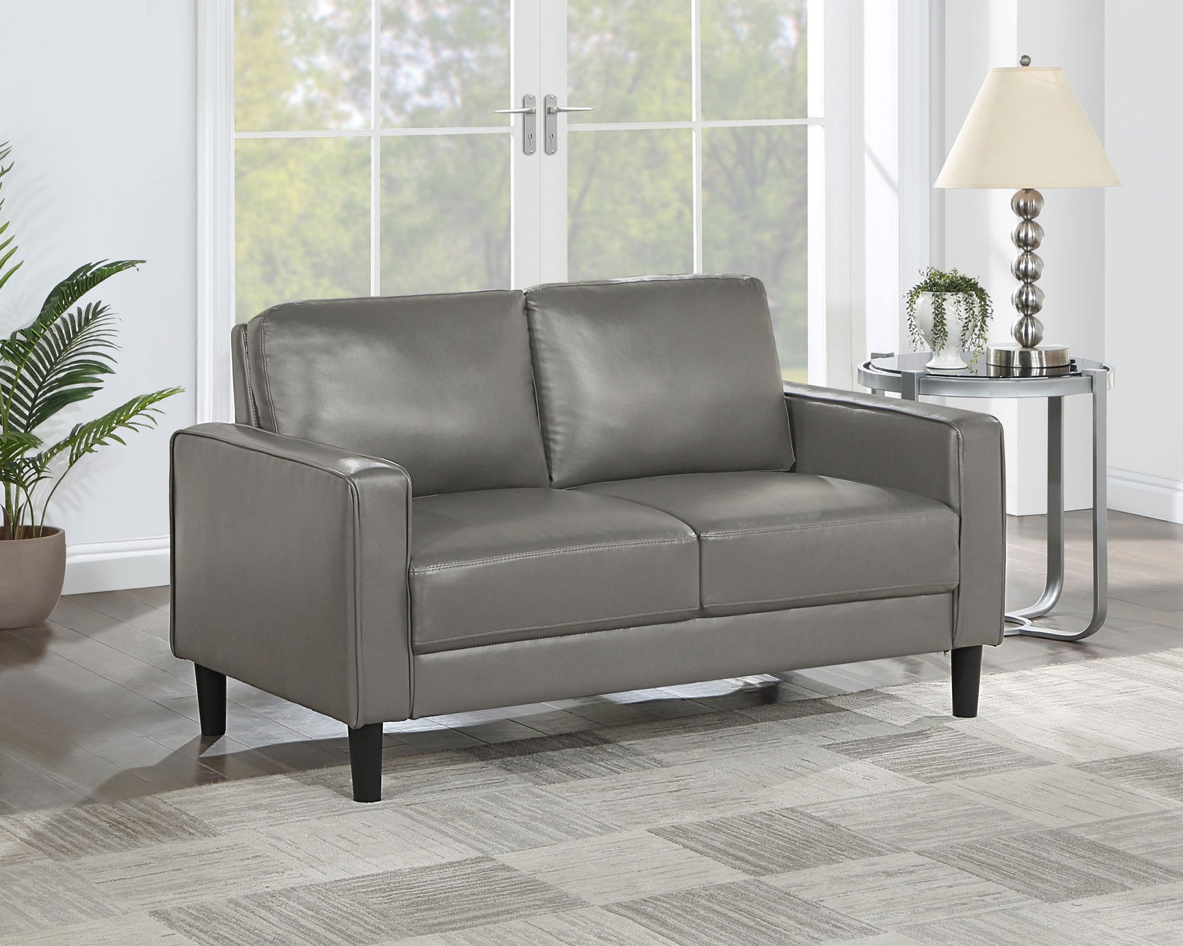Ruth Upholstered Track Arm Loveseat Grey - Tampa Furniture Outlet
